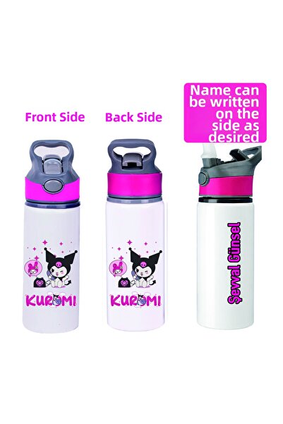 DKDZ SHOP Printed Metal Water Bottle with Straw 650ml