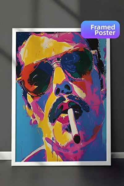 Zestia Ζωγραφική τοίχου με λευκό πλαίσιο Ανδρικό πορτρέτο σε πολύχρωμους τόνο...
