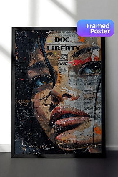 Zestia Ζωγραφική τοίχου με μαύρο πλαίσιο με θέμα την ελευθερία, καλλιτεχνικό ...