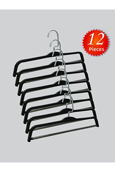 NYN شماعات بناطيل خشبية 8176 BARLI من النيكل الفضي، 12 قطعة