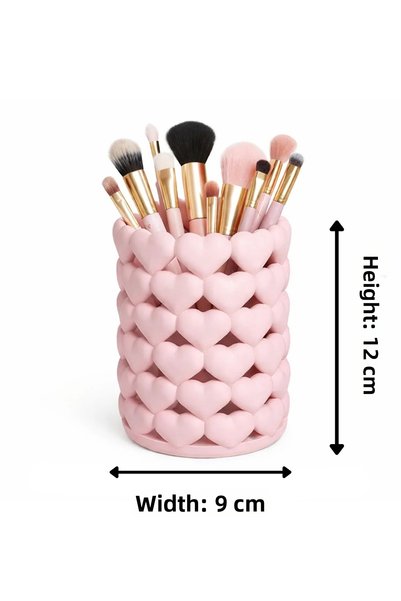 craftopya Heart-Shaped Pink Organizer – Makeup Brush Holder, Pencil Holder and Accessory Organizer - 9 x 12 cm