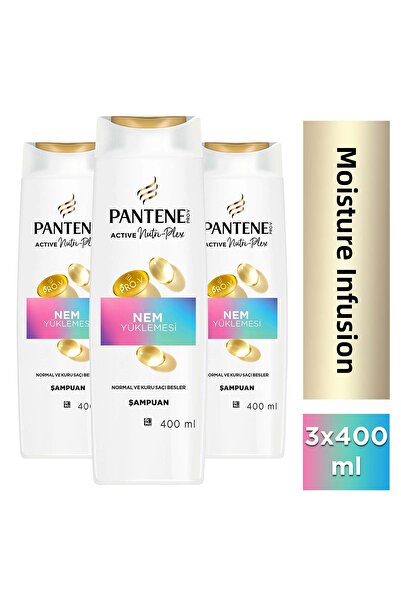 Pantene شامبو نيم لتحميل الشعر بشكل مستمر وناعم ولامع 400 مل × 3 قطع