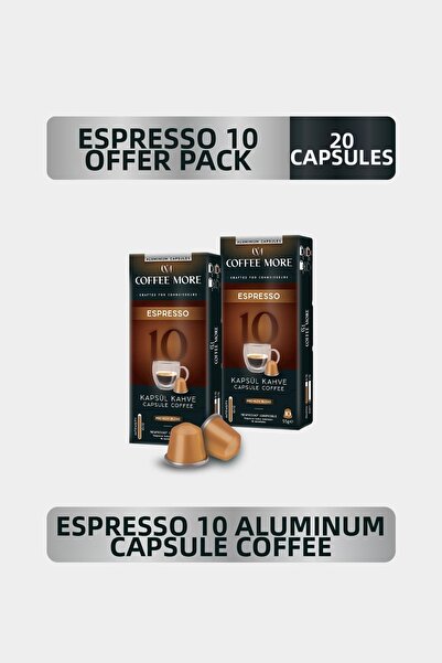 C.M Coffee More 10 كبسولات قهوة اسبريسو 10 × 2 عبوة (20 قطعة) متوافقة مع نسبريسو