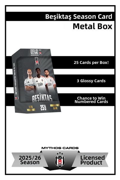 Beşiktaş بطاقات موسم 2025-26 - صندوق معدني