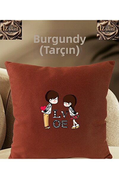 İZ WORTH WEARİNG Love Written Mosaic Patterned Cinnamon Colored Kirlent Cover...