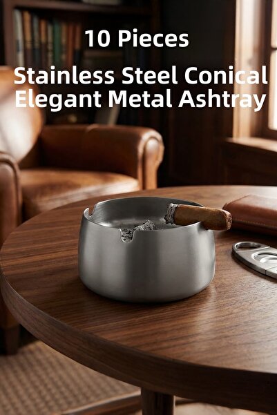 FİTHOME 10 τεμάχια κωνικό κομψό μεταλλικό τασάκι από ανοξείδωτο ατσάλι για ξε...