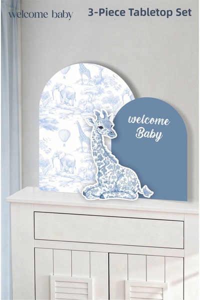 neşeli günlerim Set de 3 piese Safari Girafa Welcome Baby cu tablă de scris p...