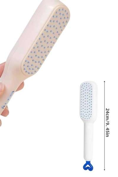 My Reality Fashion مشط شعر أوتوماتيكي للتنظيف الذاتي، فرشاة تدليك لفك تشابك ا...