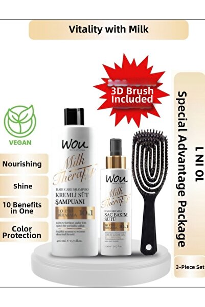 WOU World of Unique شامبو علاج الحليب 400 مل + حليب العلاج العلاجي للشعر 150 ...