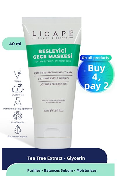 Licape قناع ليلي مغذي (مستخلص شجرة الشاي) 50 مل