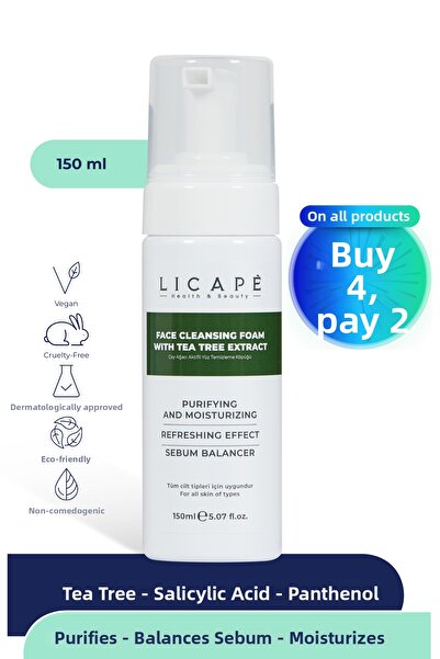 Licape رغوة تنظيف الوجه النشطة بشجرة الشاي 150 مل