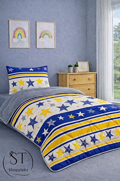 Shopyteks Single Fan Patterned Double-Sided Wellsoft Sleeping Set