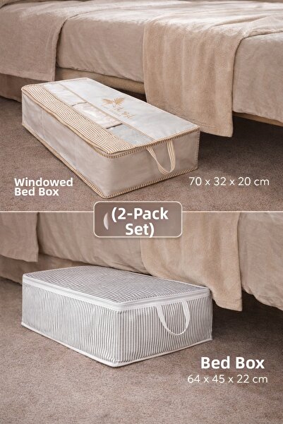 PONÇİK BEBEK Large Size Under-Bed Storage Organizer with Window, Quilt and Bl...