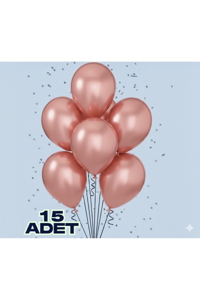 Renkli Party 15 Pieces Metallic Rose Gold Shiny Balloons Birthday Celebration...