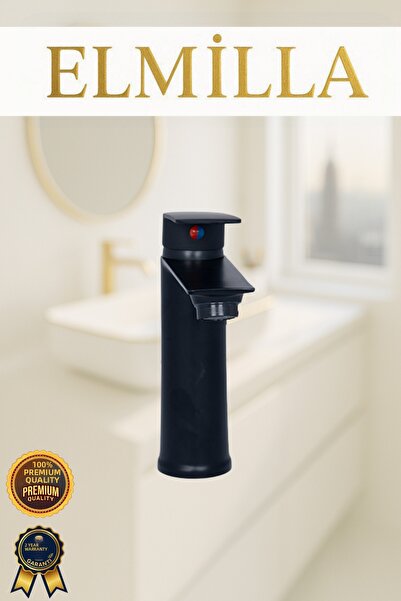 elmilla Black Fixed Body Bathroom Faucet Sink Tap