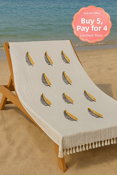 LUNGA VİTA Muslin Peshtemal Printed 100% Cotton Organic Beach Towel Linen 3 L...