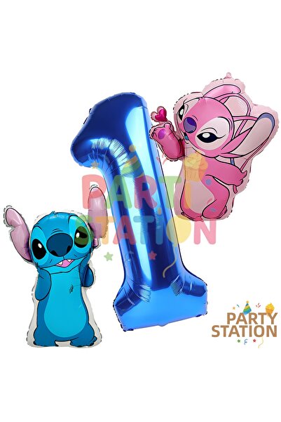 Parti Station مجموعة بالونات ستيتش آند آنجل لعمر سنة واحدة - بالون فويل رقم 1...