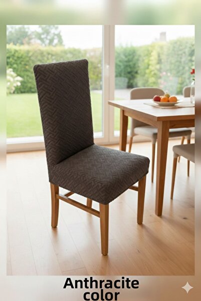 Hazineci Bey Chair Cover, Flexible, Lycra, Elastic, Washable, 1 Piece Anthrac...