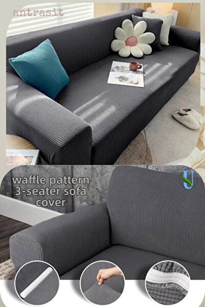 Uy Style Lycra Sofa Cover, Elastic Rubberized Sofa Cover, Pitikare Pattern, 3...