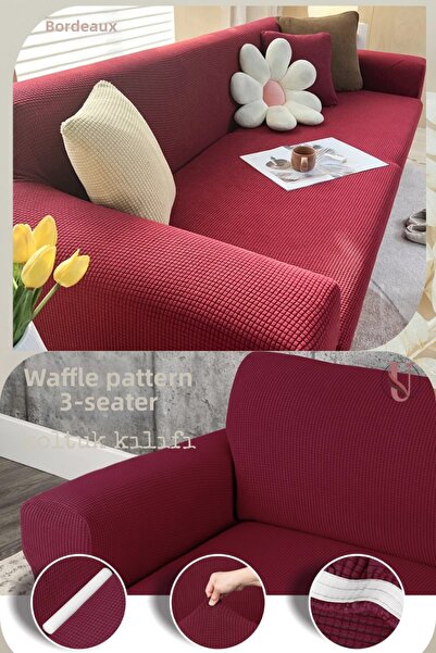 Uy Style Lycra Sofa Cover, Elastic Rubberized Sofa Cover, Pitikare Pattern, 3...