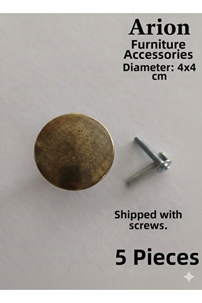 Arion 5 Pieces of Luxury Antique-Style Yellow Metal Knobs for Drawer, Cabinet...