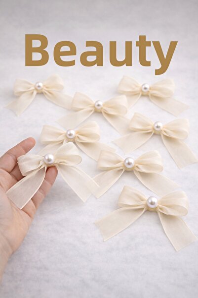Bellezza Concept Pearl Detailed Linen Bow - 30 Pieces