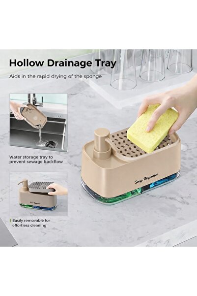 ARVALE 2-in-1 Soap Dispenser and Automatic Dishwashing Sponge Detergent Dispe...