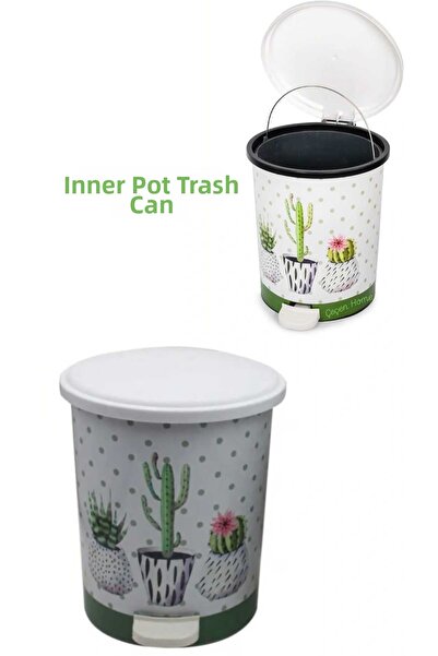 ÇEÇEN HOME (3 No 18 Litre) Pedal Trash Can with Inner Bucket, Push-Open Trash...