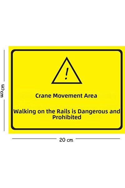 Mayeka Metal Crane Movement Area Danger of Traversing Rails 15X20 cm Warning ...