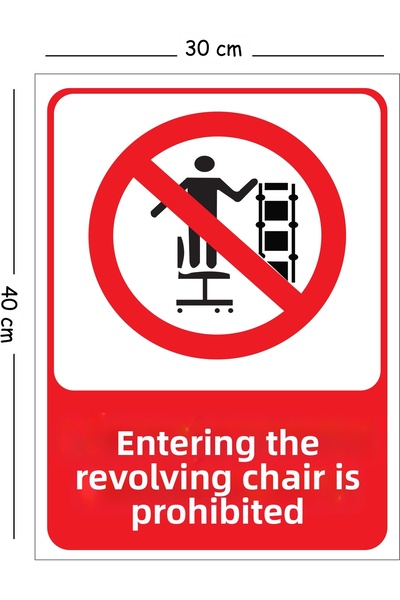 Mayeka No Exit for Metal Rotating Chair 30X40 cm A3 Warning Work Safety Sign