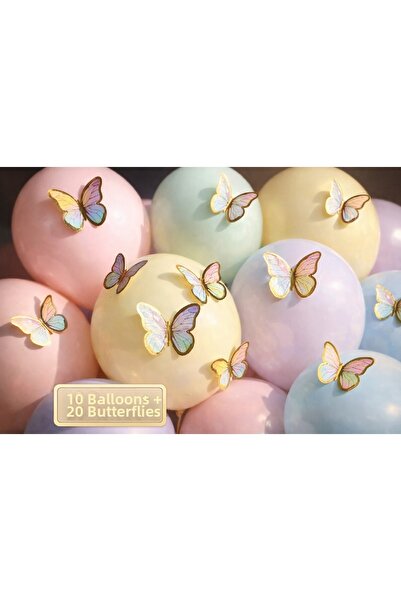 BKMC PARTY Σετ μπαλονιών με μαλακές 3D πεταλούδες – 10 μπαλόνια + 20 πεταλούδ...