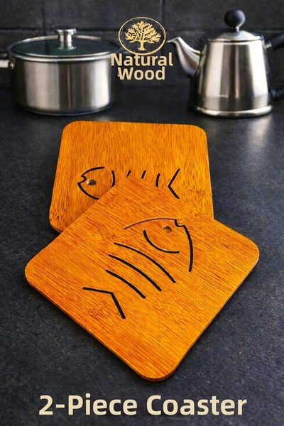 SWENCRAFT 2-Pack Mdf Wooden Trivet Falper Design Teapot Base Hot Pot Patterne...