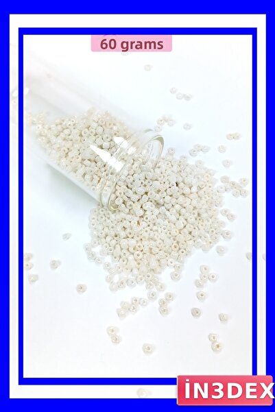İN3DEX خرز زجاجي أبيض لامع 2 مم، مادة للهوايات