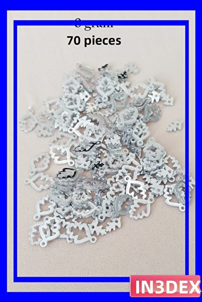 İN3DEX Silver Color Plexi Metallic Plastic Sequins Set 70 Pieces