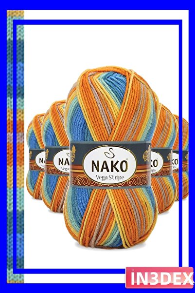 İN3DEX 5-Piece Acrylic Hand Knitting Yarn Set with Multi-Colored Patterns