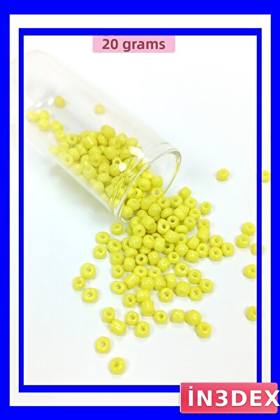 İN3DEX خرز زجاجي كبير الحجم 4 ملم لون أصفر 20 جرام