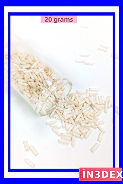 İN3DEX خرز قطع الأنابيب الطويلة بقطر 2 مم وطول 10 مم لون كريمي فاتح
