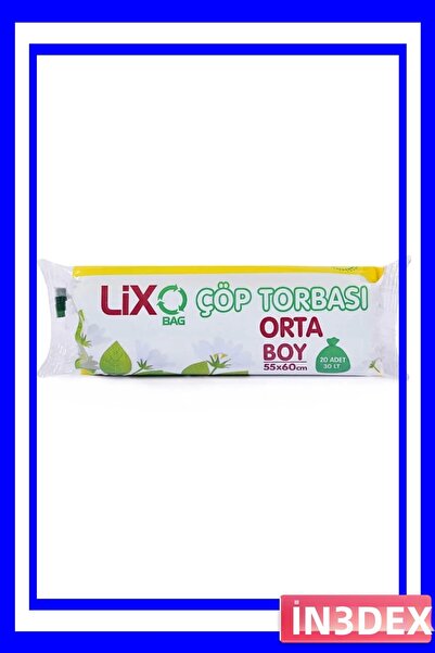 İN3DEX Medium Size Garbage Bag 55X60 cm 20 Pieces Blue Roll Pack