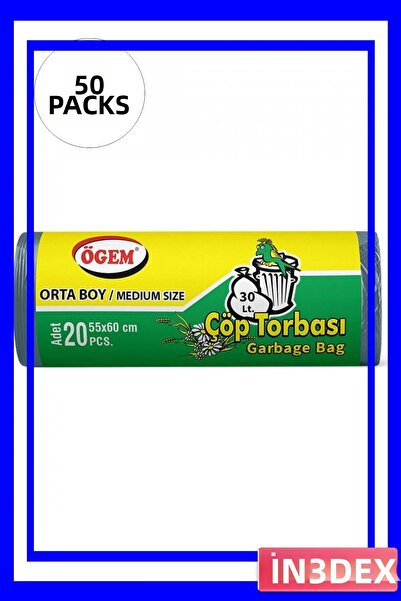 İN3DEX Medium Size Garbage Bag 55X60Cm Blue Color 1000 Pieces