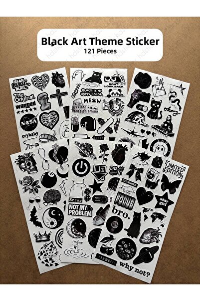 hdsticker 121 Pieces Black Themed Sticker Set Agenda Planner Bullet Journal A...