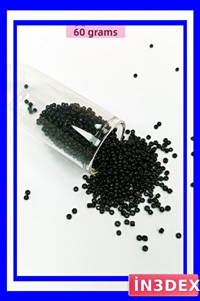 İN3DEX خرز زجاجي أسود 2 مم مادة هوبى 60 جرام