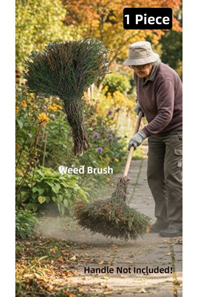 ÇEÇEN HOME (1 Piece) Handmade Nostalgia Bush Broom Durable Garden Broom Natur...