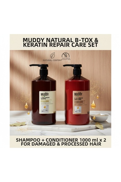 Muddy 1000 ml B-tox&Keratın Shampoo - Conditioner Cream Repairing for Extreme...