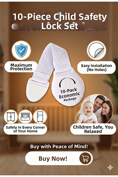 LOVYCO 10 τεμάχια Παιδική κλειδαριά Προστασία ασφαλείας για μωρά Συρτάρι κλει...