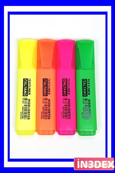İN3DEX Ergonomically Designed Neon Colored Highlighter Pen Set