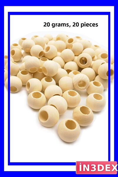 İN3DEX خرز خشبي طبيعي بقطر 15 مم وفتحة 10 مم، إكسسوار مكرامية