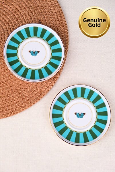 tabakevi Tabak Evi Porcelain Butterfly Collection Gold Gilded Tea Plate 11.8c...
