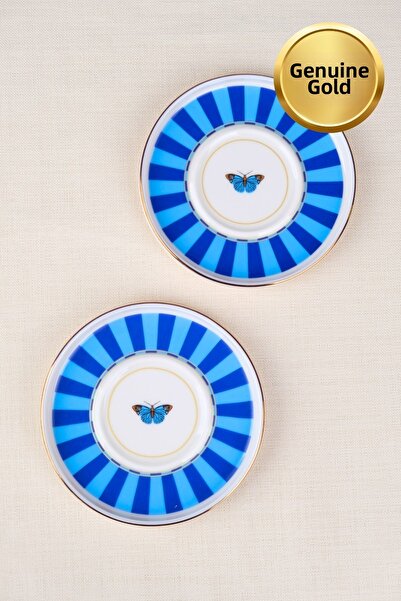 tabakevi Tabak Evi Porcelain Butterfly Collection Gold Gilded Tea Plate 11.8c...