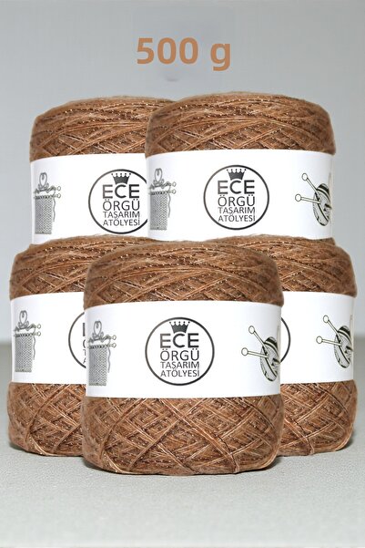 Ece Örgü Tasarım Atölyesi Double Layer Camel Angora Yarn with Bitter Coffee V...