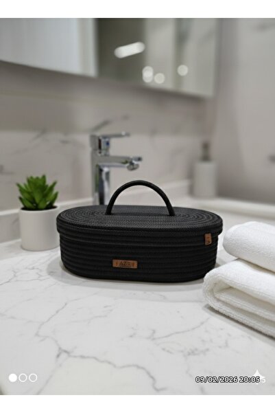 AZR HOME DESİGN Natural Jute Rope Oval Lid Basket Multi-Purpose Organizer 30X18